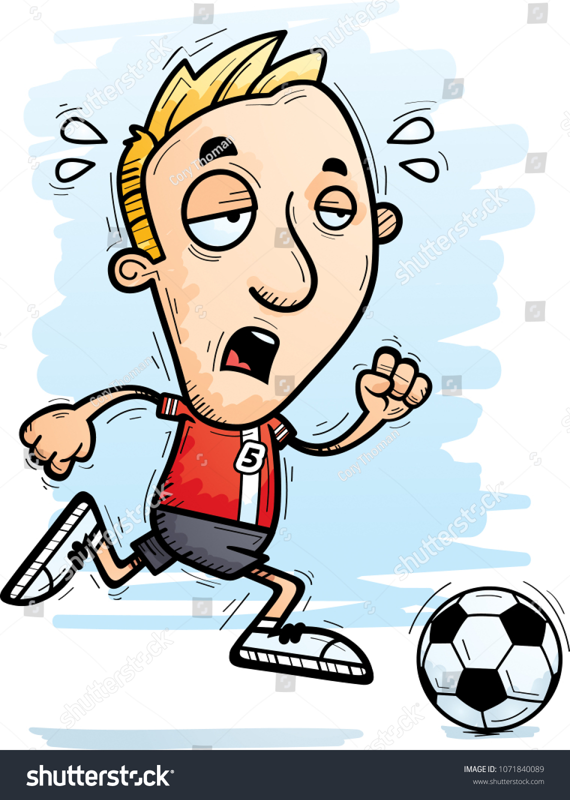 Cartoon Illustration Man Soccer Player Running Stock Vector (Royalty ...