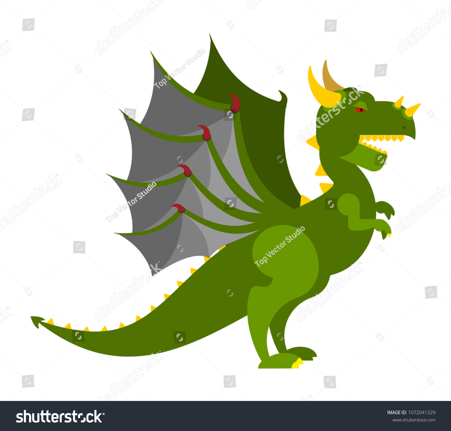 Green Dragon Isolated Mythical Monster Wings Stock Vector (Royalty Free ...