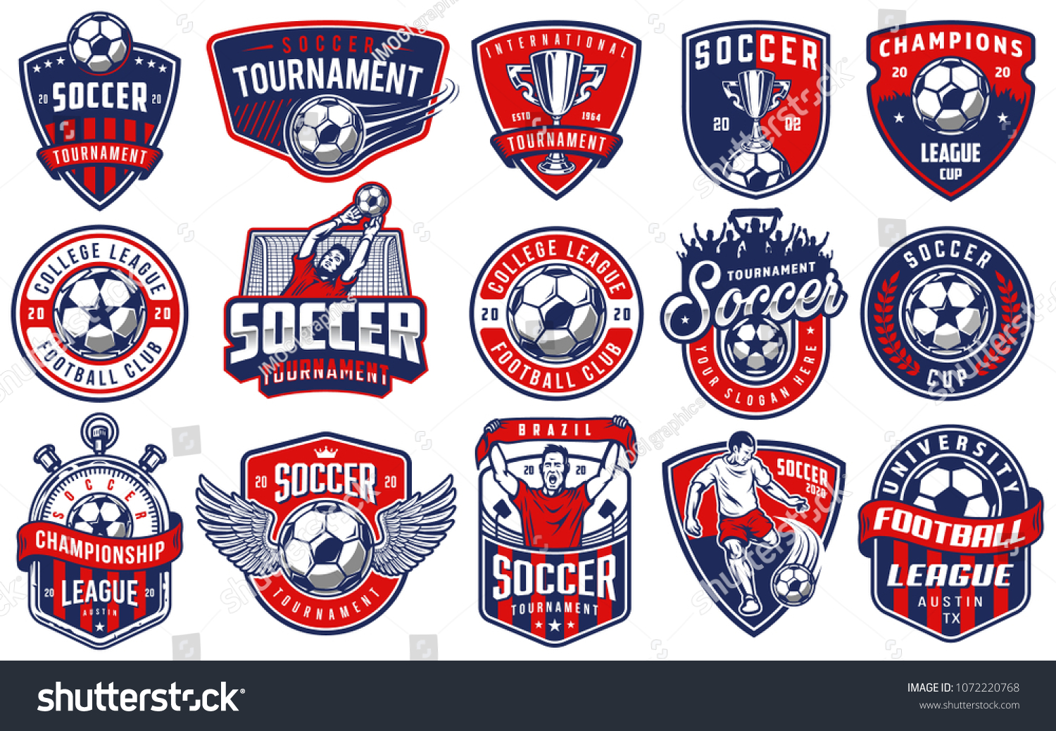 Set Soccer Emblems Colour Style Vector Stock Vector (royalty Free 