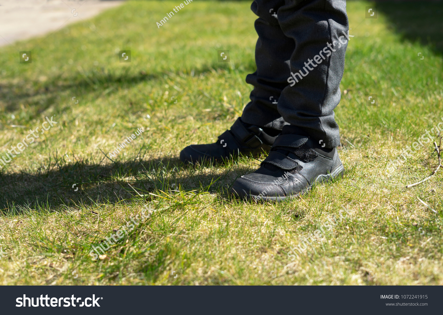 Boy Legs Wearing School Shose Standing Stock Photo 1072241915 ...