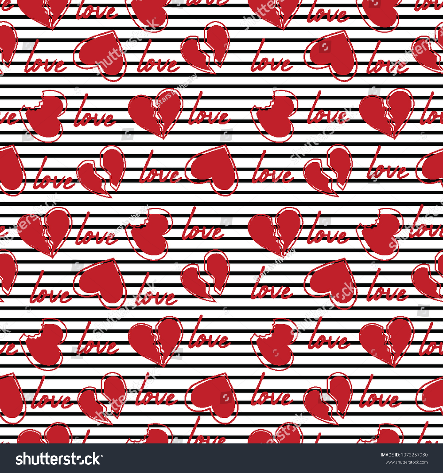 Red Heart Love Black Line Art Stock Vector Royalty Free 1072257980 Shutterstock 9107
