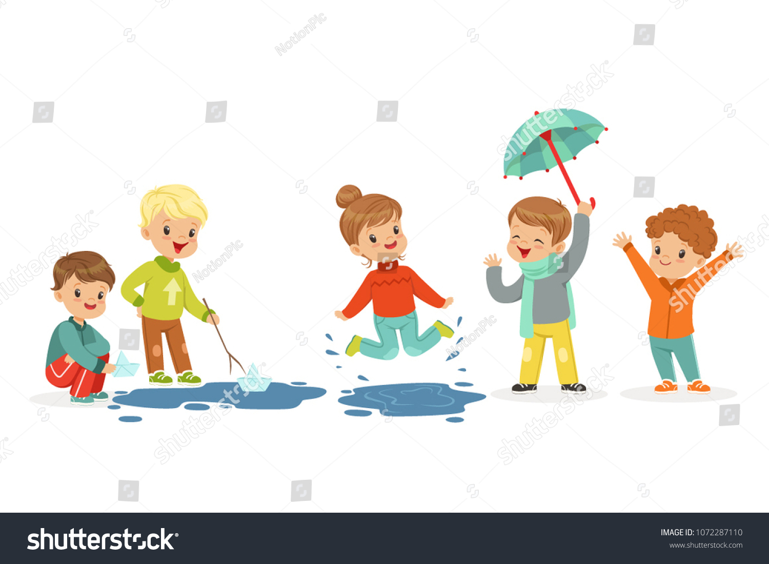 Cute Smiling Little Kids Playing On Stock Vector (Royalty Free ...