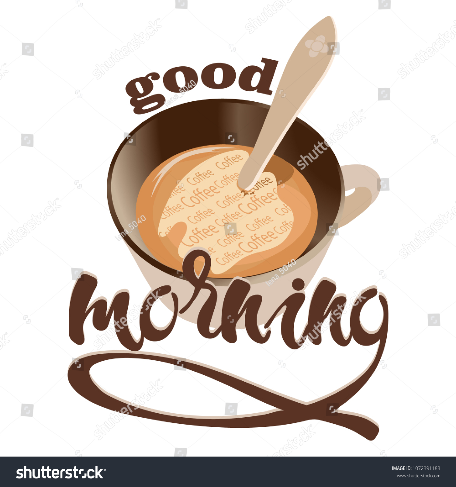 Vector Illustration Good Morning Coffee Cup Stock Vector (Royalty Free) 1072391183 | Shutterstock