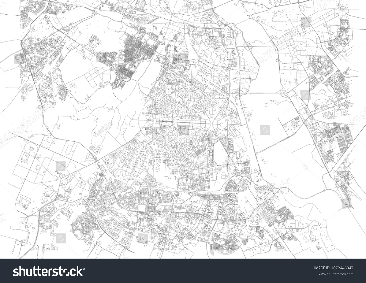 Map New Delhi Satellite View City Stock Vector (Royalty Free ...