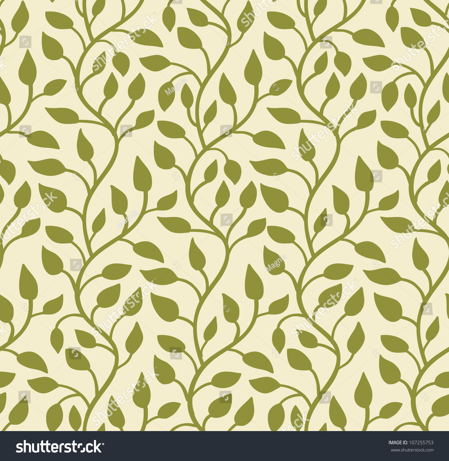 Seamless Elegant Leaf Pattern Vector Illustration Stock Vector (Royalty ...