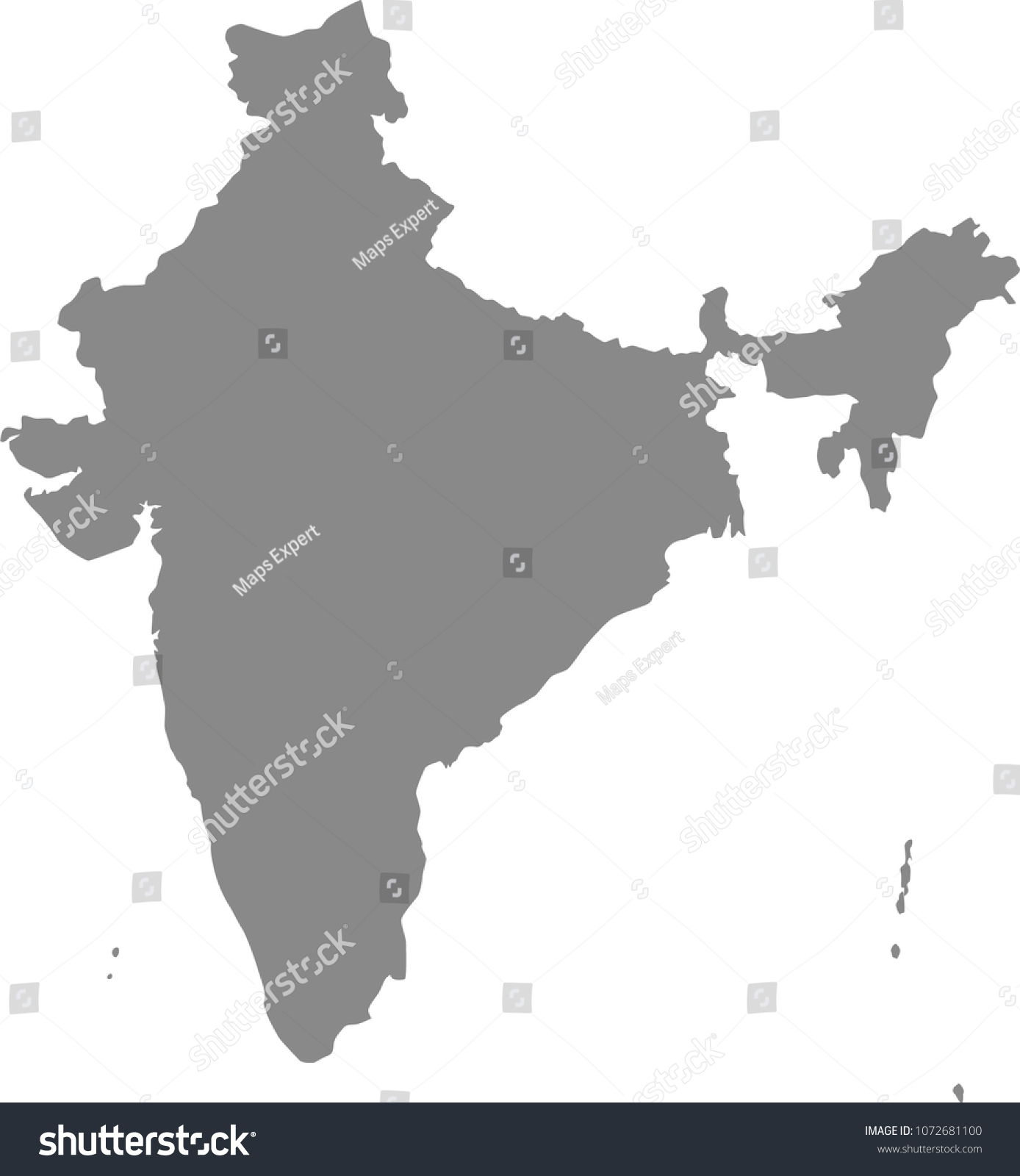 India Map Vector Outline Illustration Gray Stock Vector (Royalty Free ...