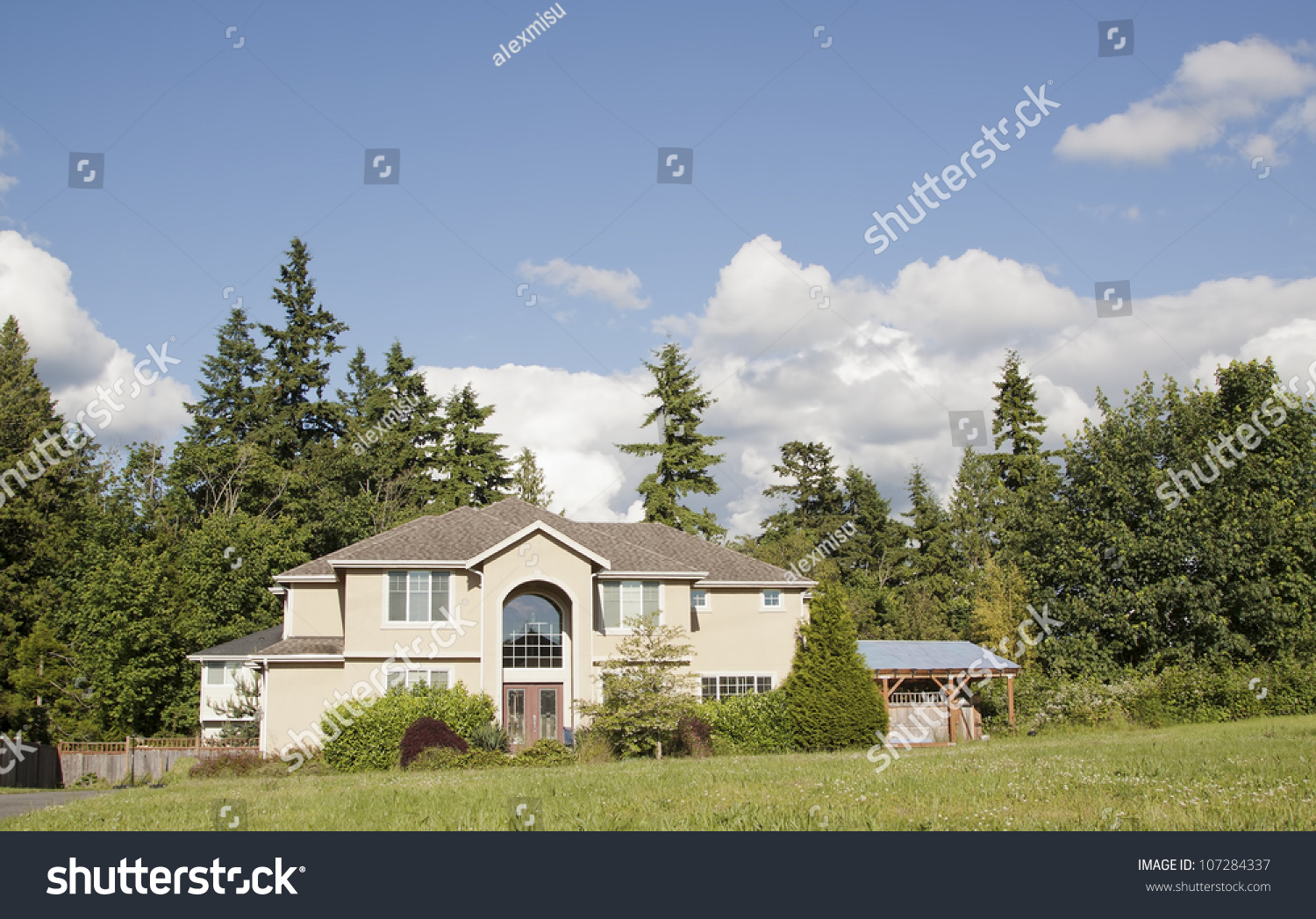 New Beautiful Suburban House Blue Sky Stock Photo 107284337 Shutterstock