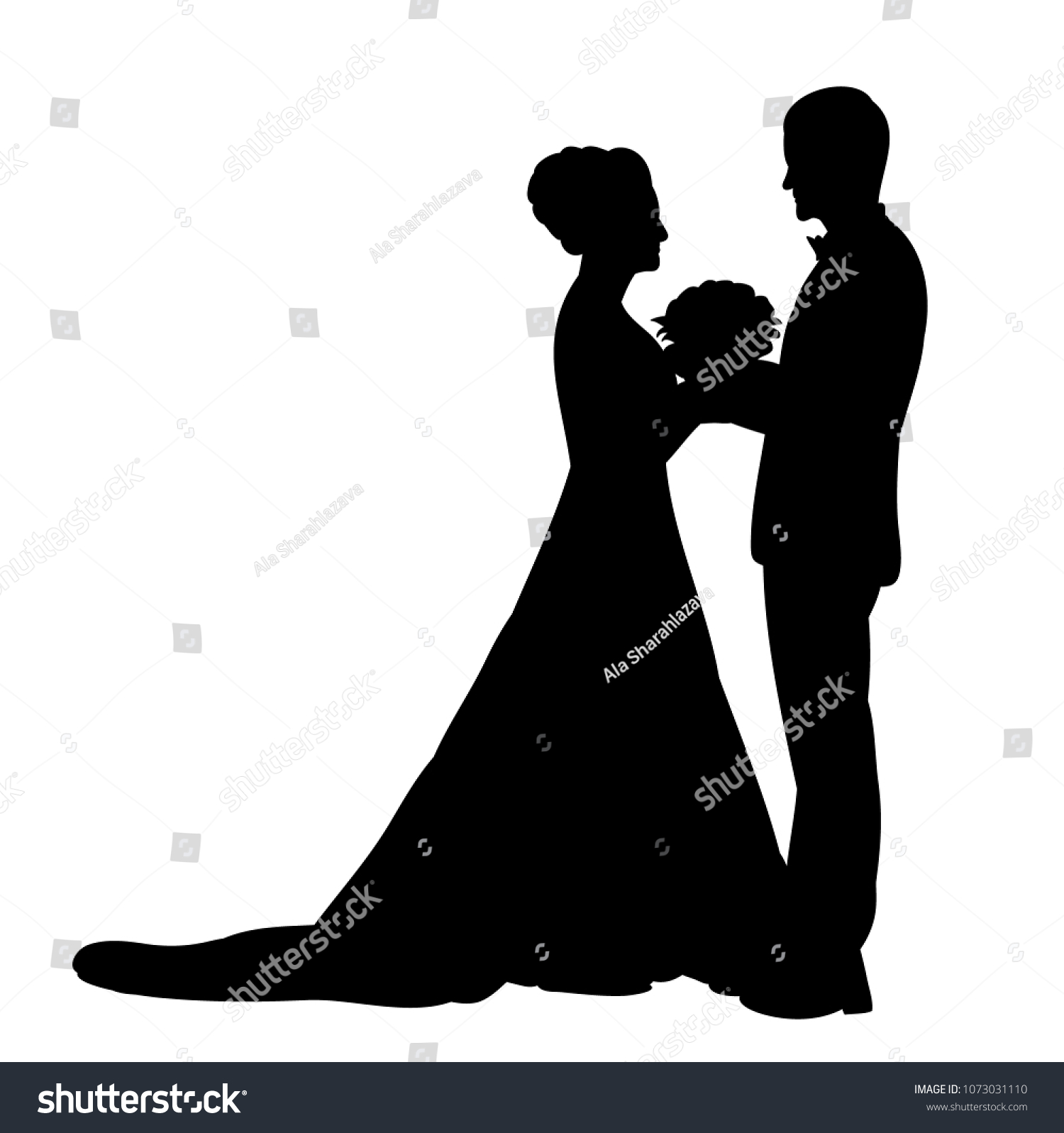 Silhouette Bride Groom Wedding Stock Vector (Royalty Free) 1073031110 ...