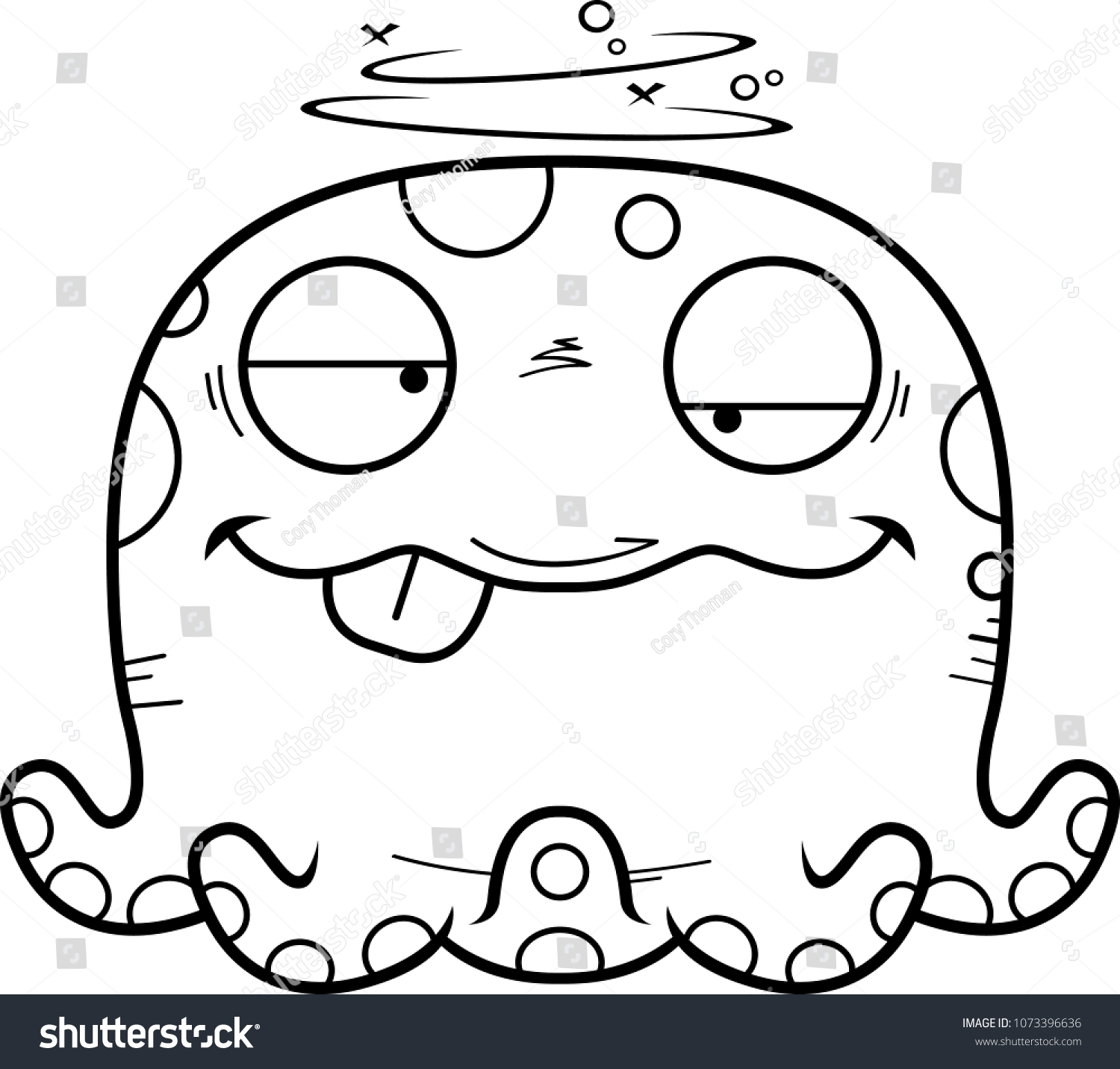 Cartoon Illustration Octopus Looking Drunk Stock Vector (Royalty Free ...