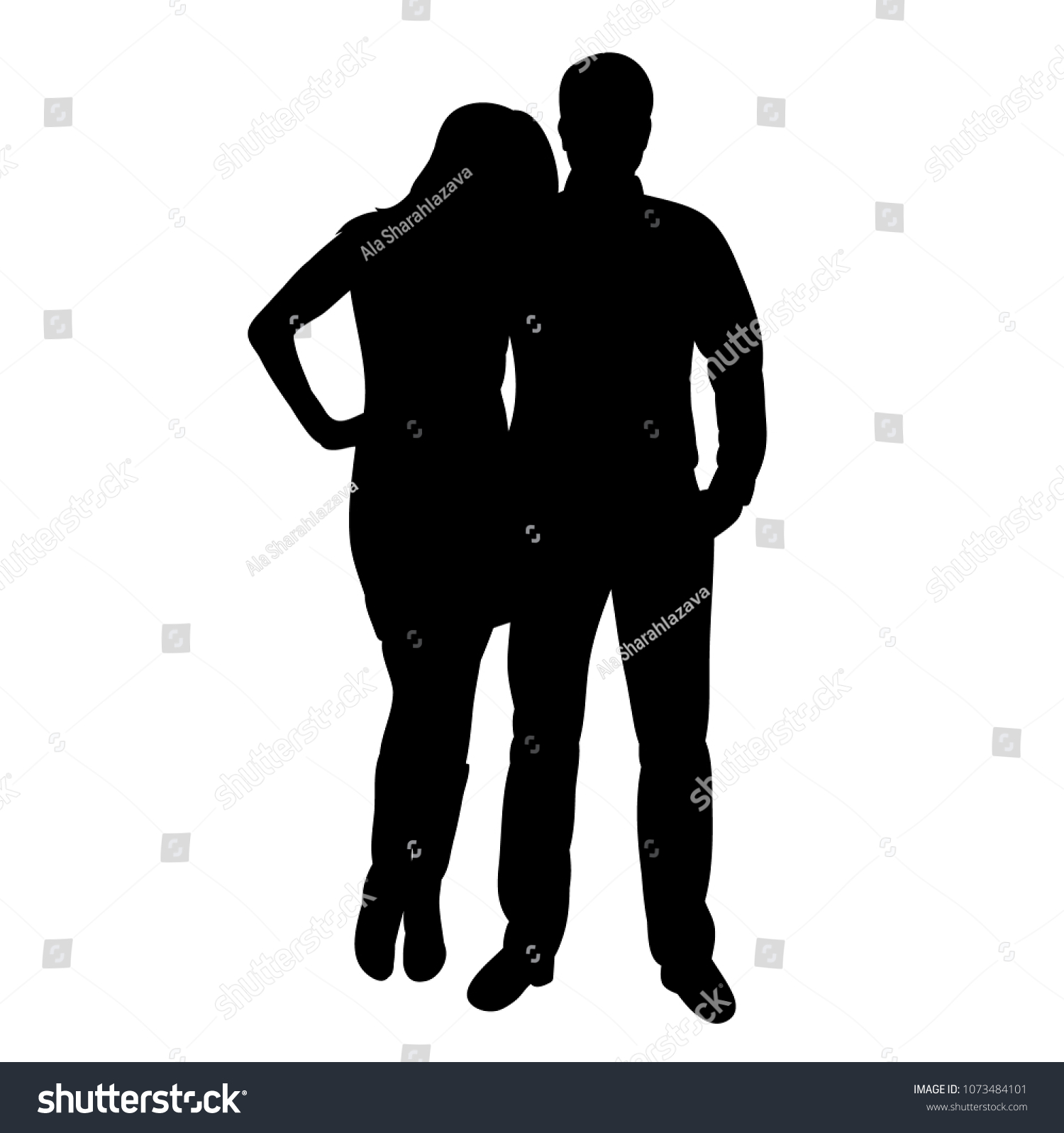 Silhouette People Stand Stock Vector (Royalty Free) 1073484101 ...