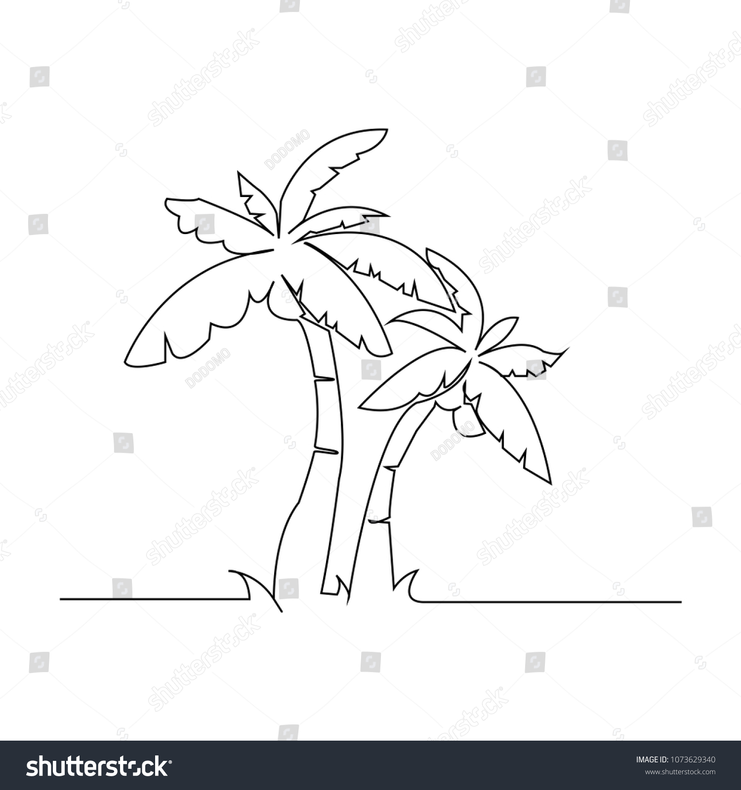 Continuous Line Drawing Coconut Trees Nature Stock Vector (Royalty Free ...