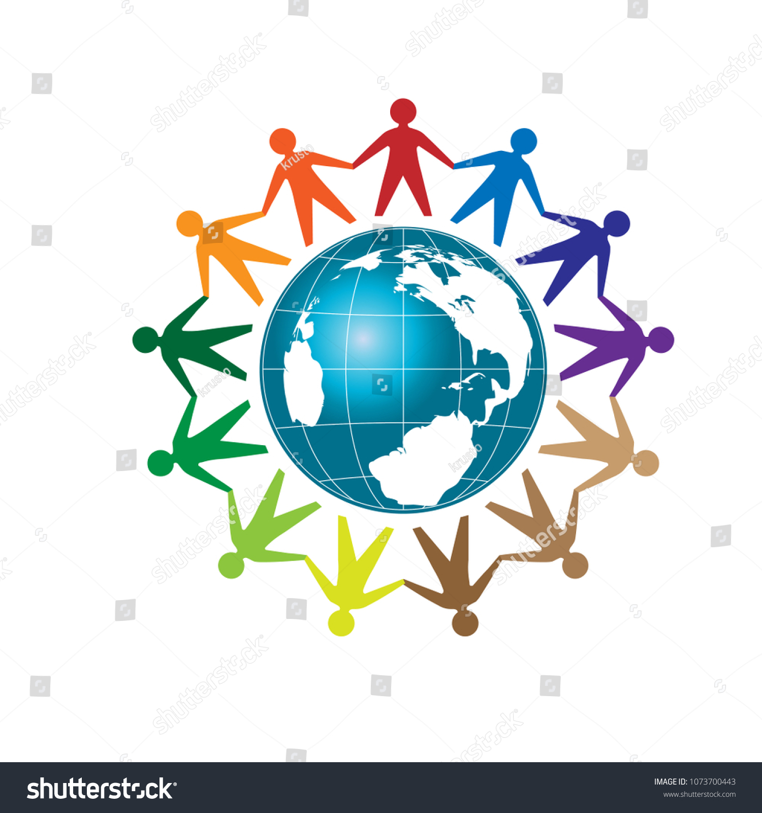 Creative Colorful People Unity Earth Globe Stock Vector (Royalty Free ...