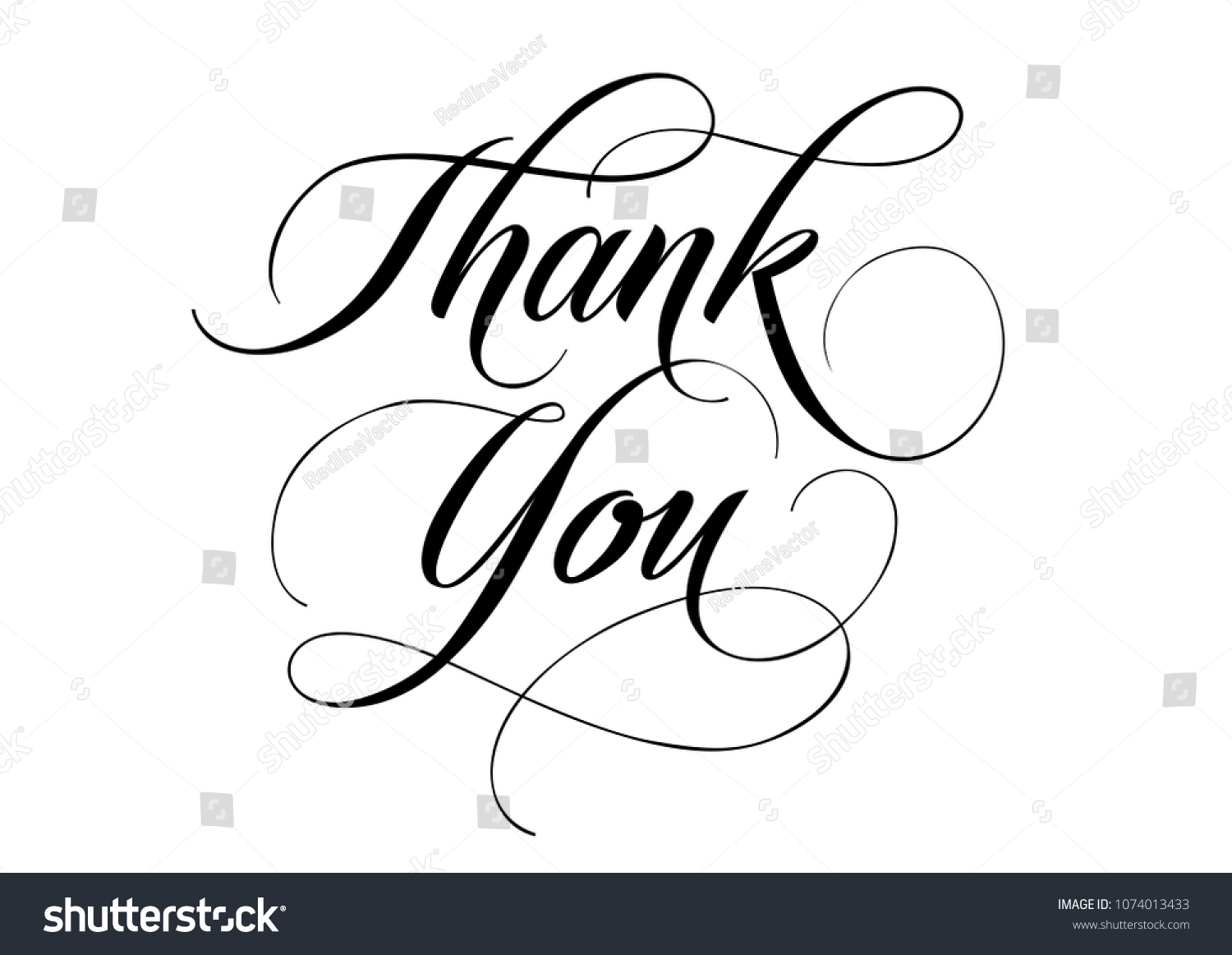 Thank You Lettering Swirls Handwritten Text Stock Vector (Royalty Free ...