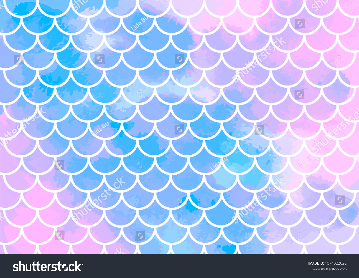 Pinkblue Mermaid Scales Watercolor Fish Scales Stock Vector (Royalty ...