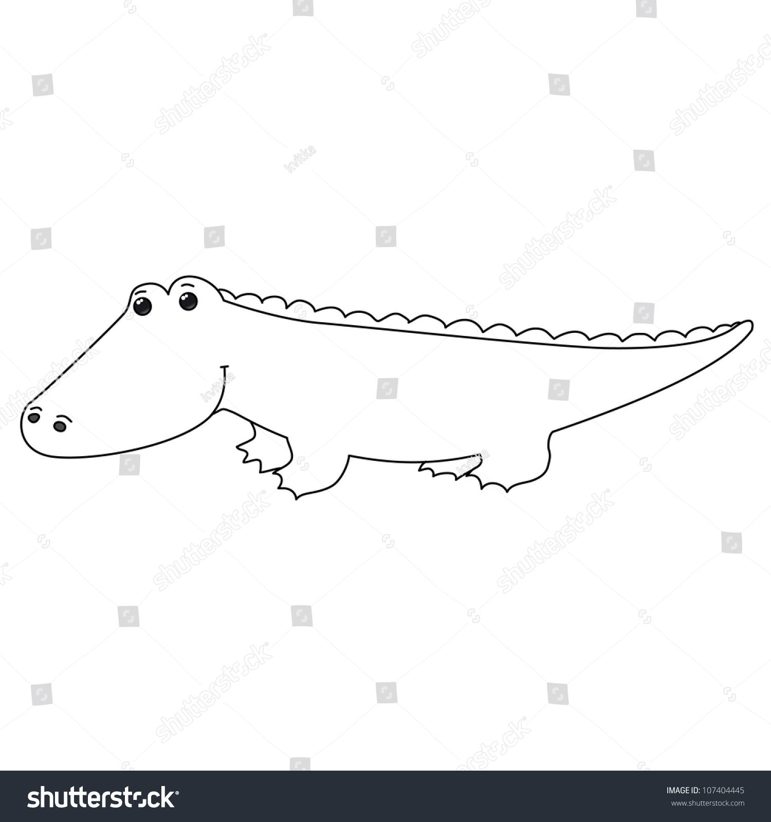 Little Happy Crocodile Cartoon Line Art Stock Vector (Royalty Free ...