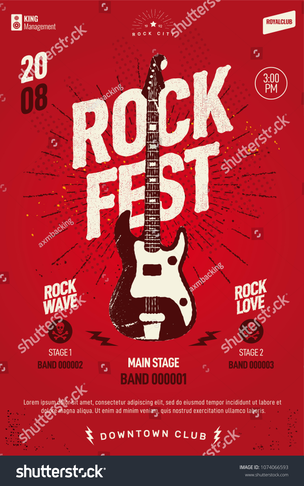 Rock Festival Event Poster Live Guitar Stock Vector (Royalty Free ...