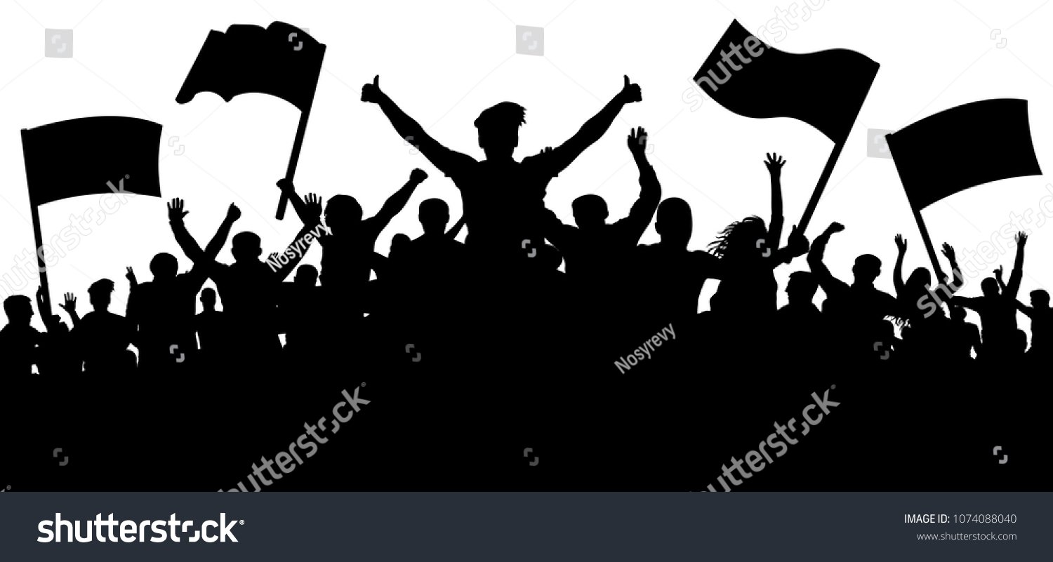 Silhouette Cheer Crowd People Audience Cheering Stock Vector (Royalty ...