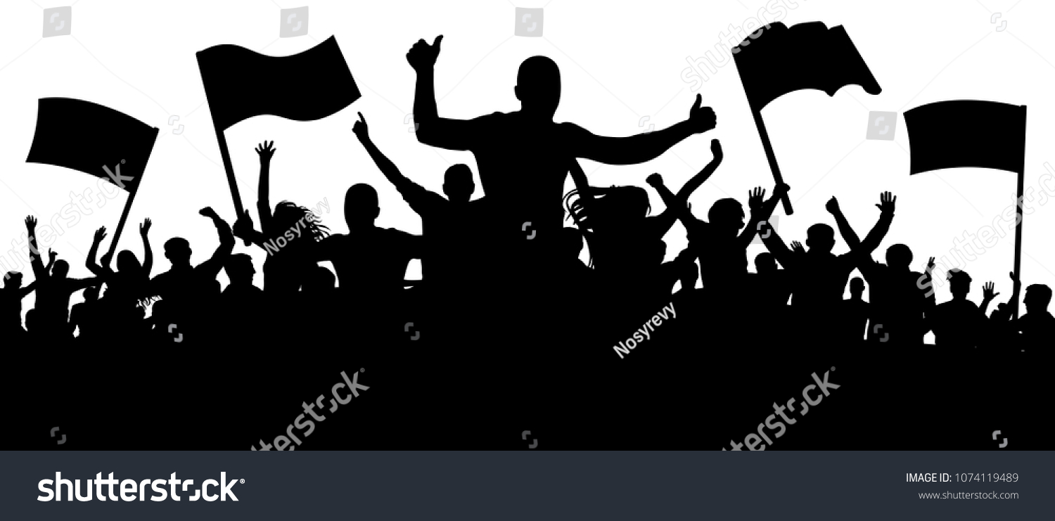 Silhouette Cheer Crowd People Audience Cheering Stock Vector (Royalty ...