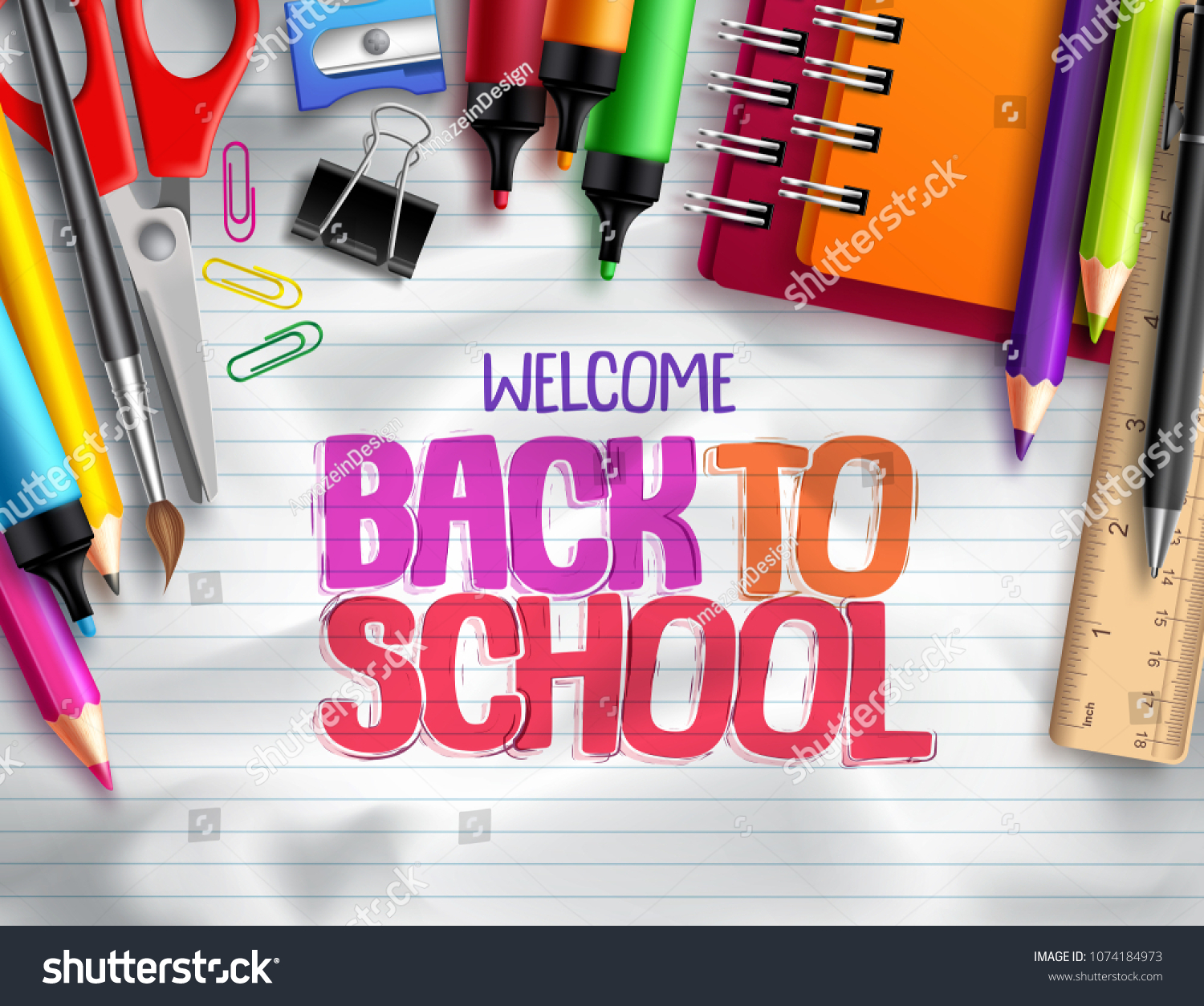 Back School Vector Background Design School Stock Vector (Royalty Free ...