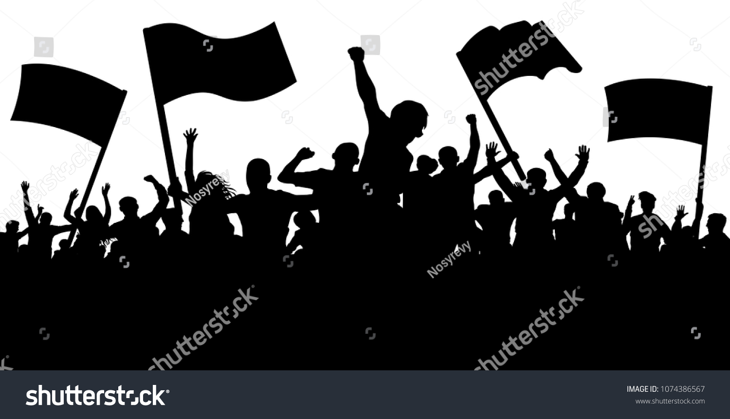 Crowd People Flags Banners Sports Mob Stock Vector (Royalty Free ...