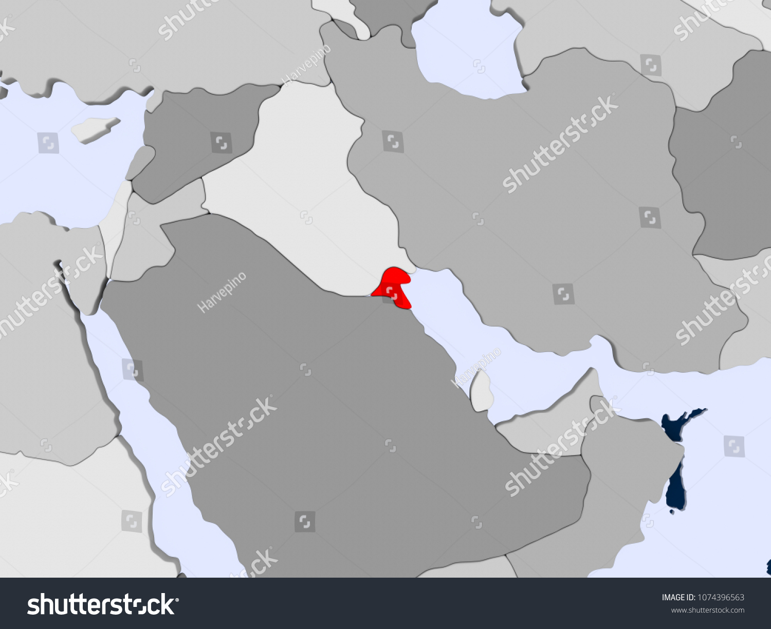 Kuwait Red On Political Map Transparent Stock Illustration 1074396563 ...