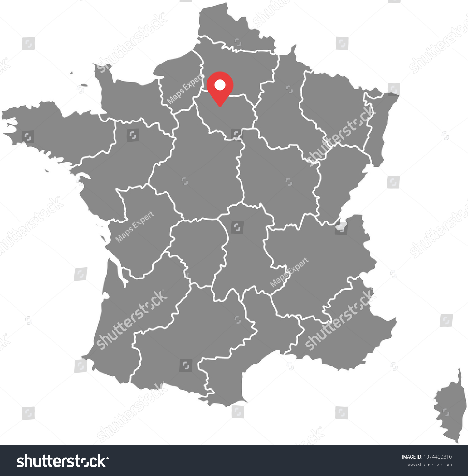 France Map Vector Outline Illustration Provinces Stock Vector (Royalty ...