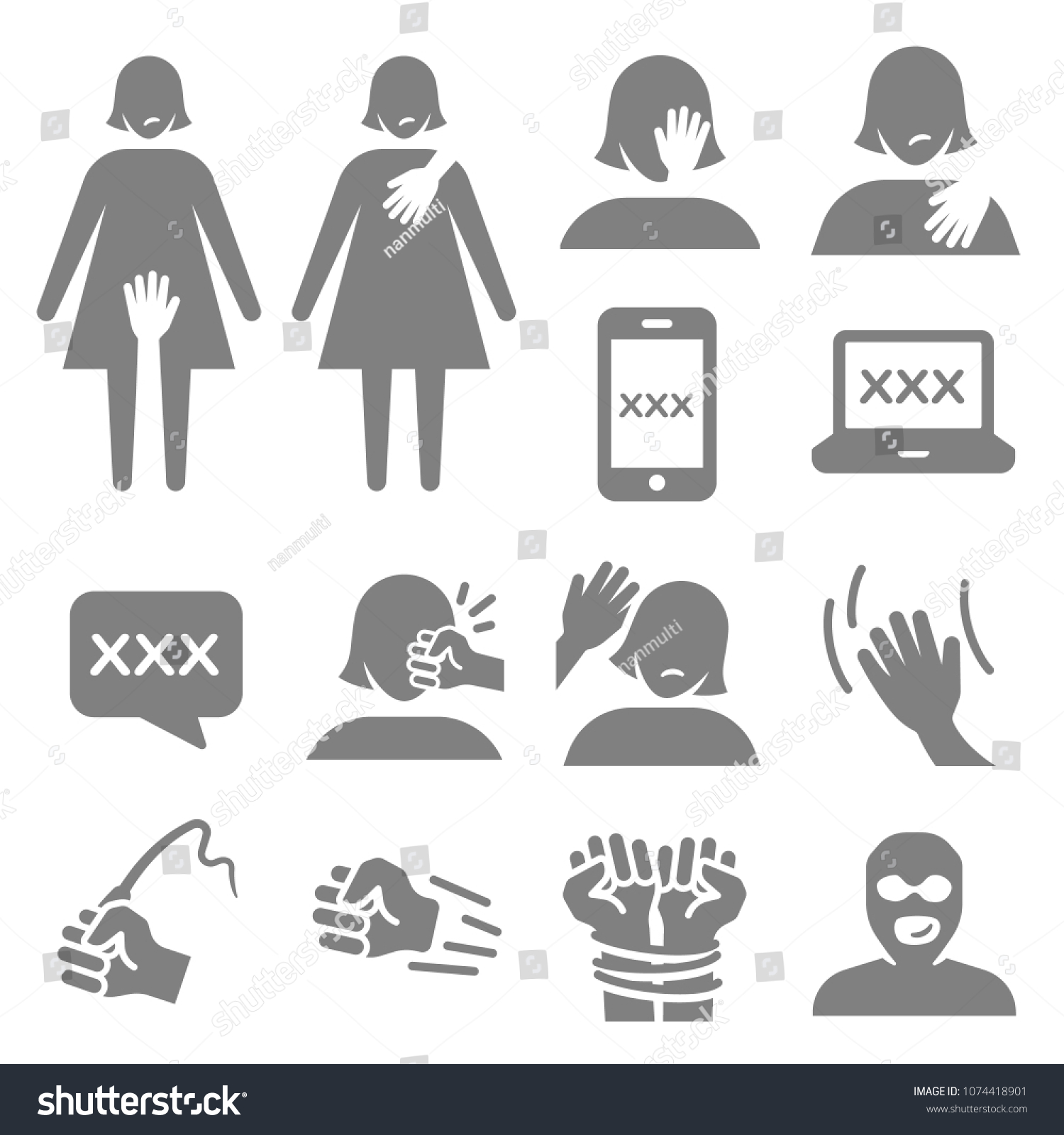 Harassment Abuse Icon Set Included Icons Stock Vector Royalty Free 1074418901 Shutterstock