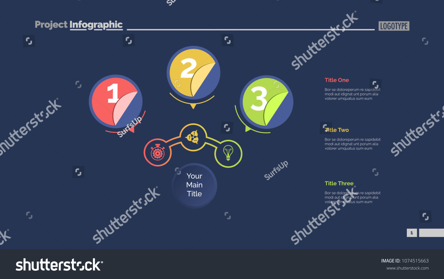 Three Circles Process Chart Slide Template Stock Vector (royalty Free 