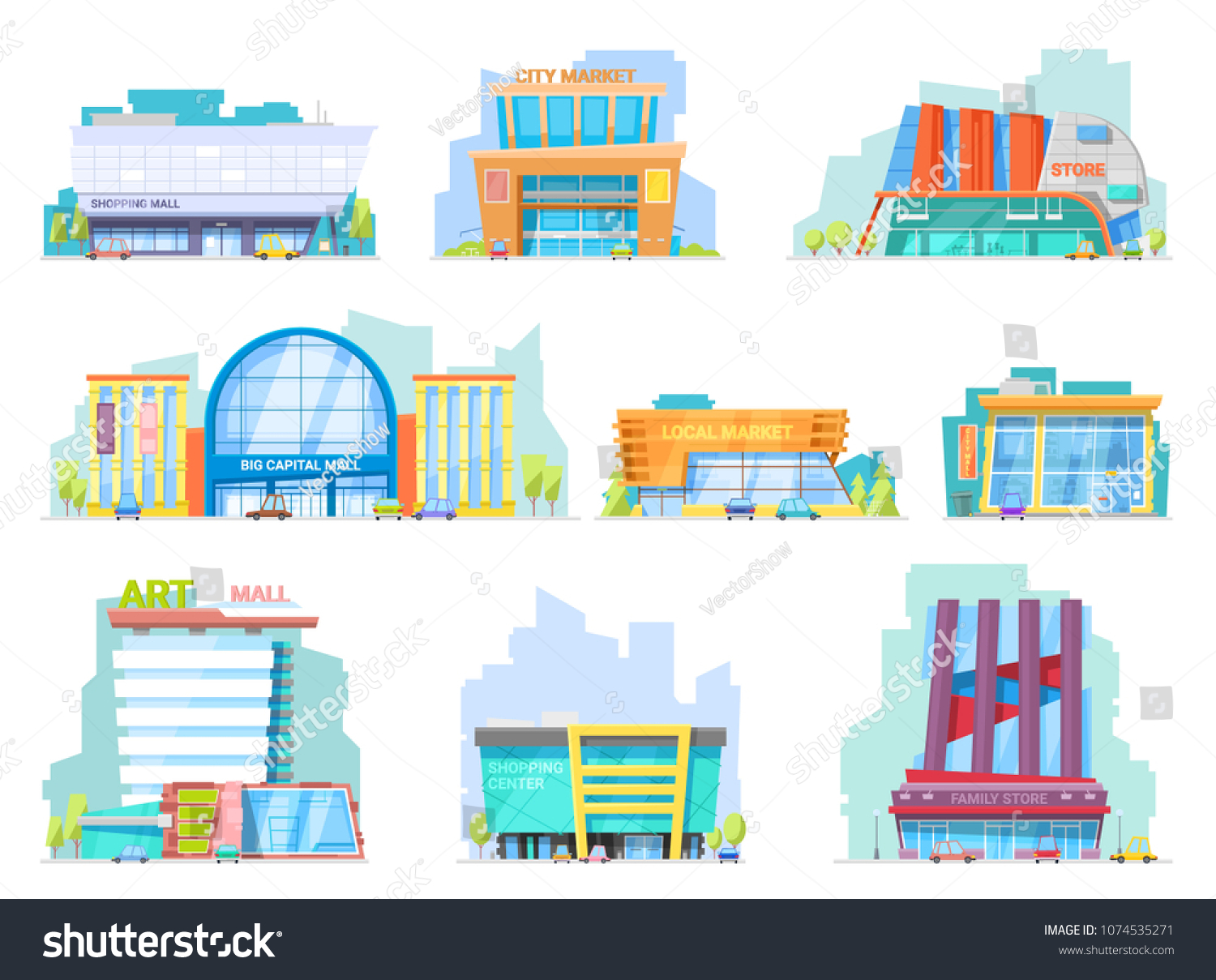 Building Mall Vector Storefront Newbuild Mall Stock Vector (Royalty ...