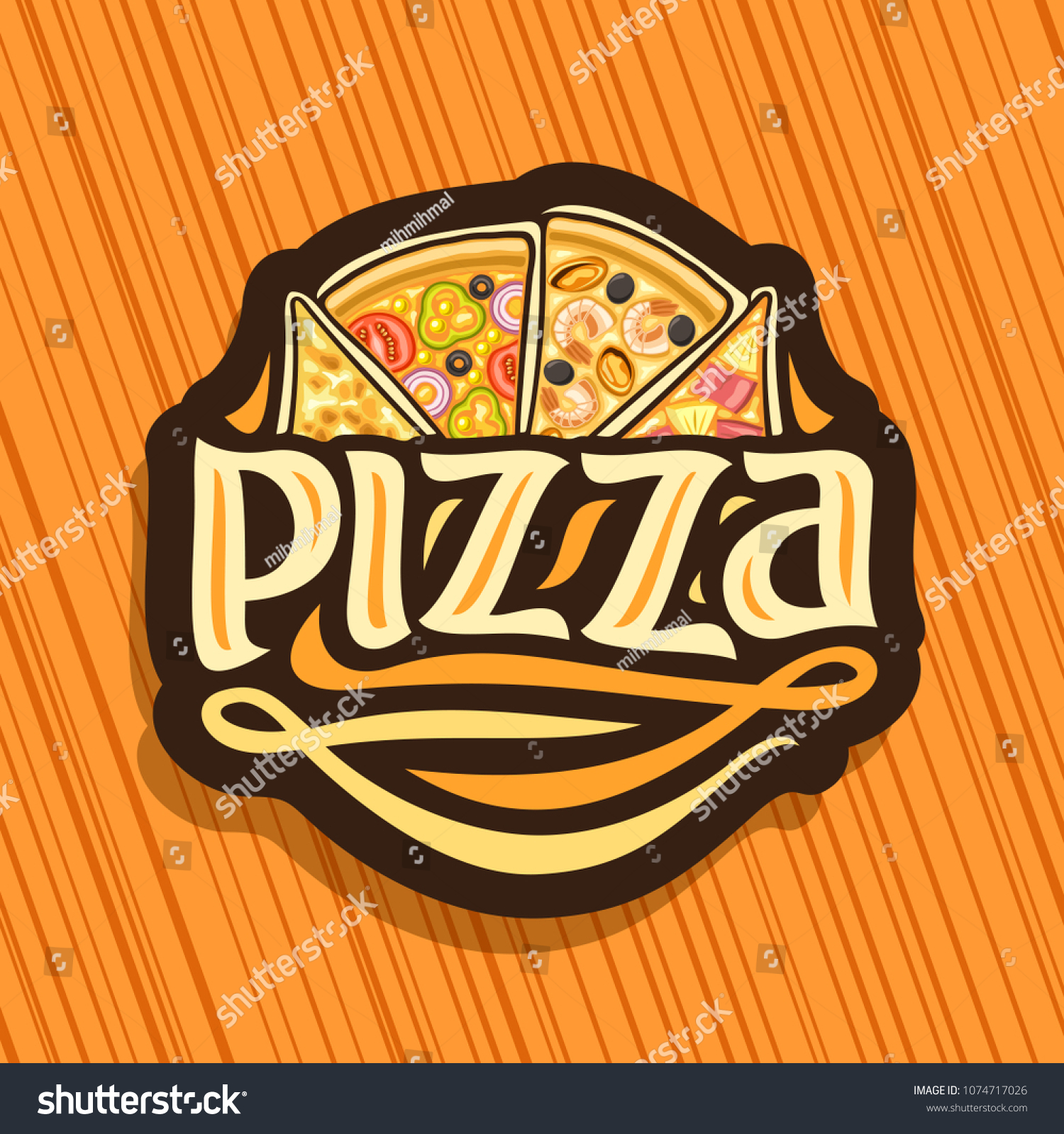 Vector Logo Italian Pizza Dark Sign Stock Vector (Royalty Free ...