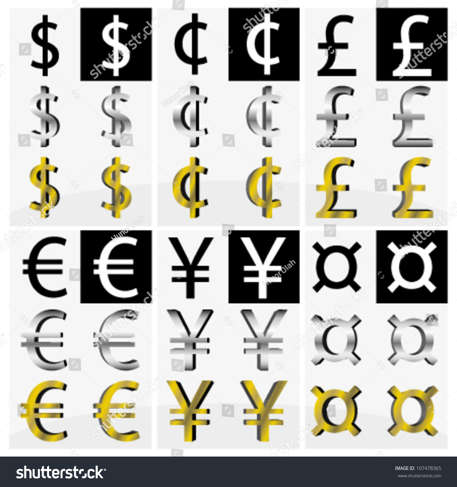 Collection Different Currency Symbols Black White Stock Vector (royalty 