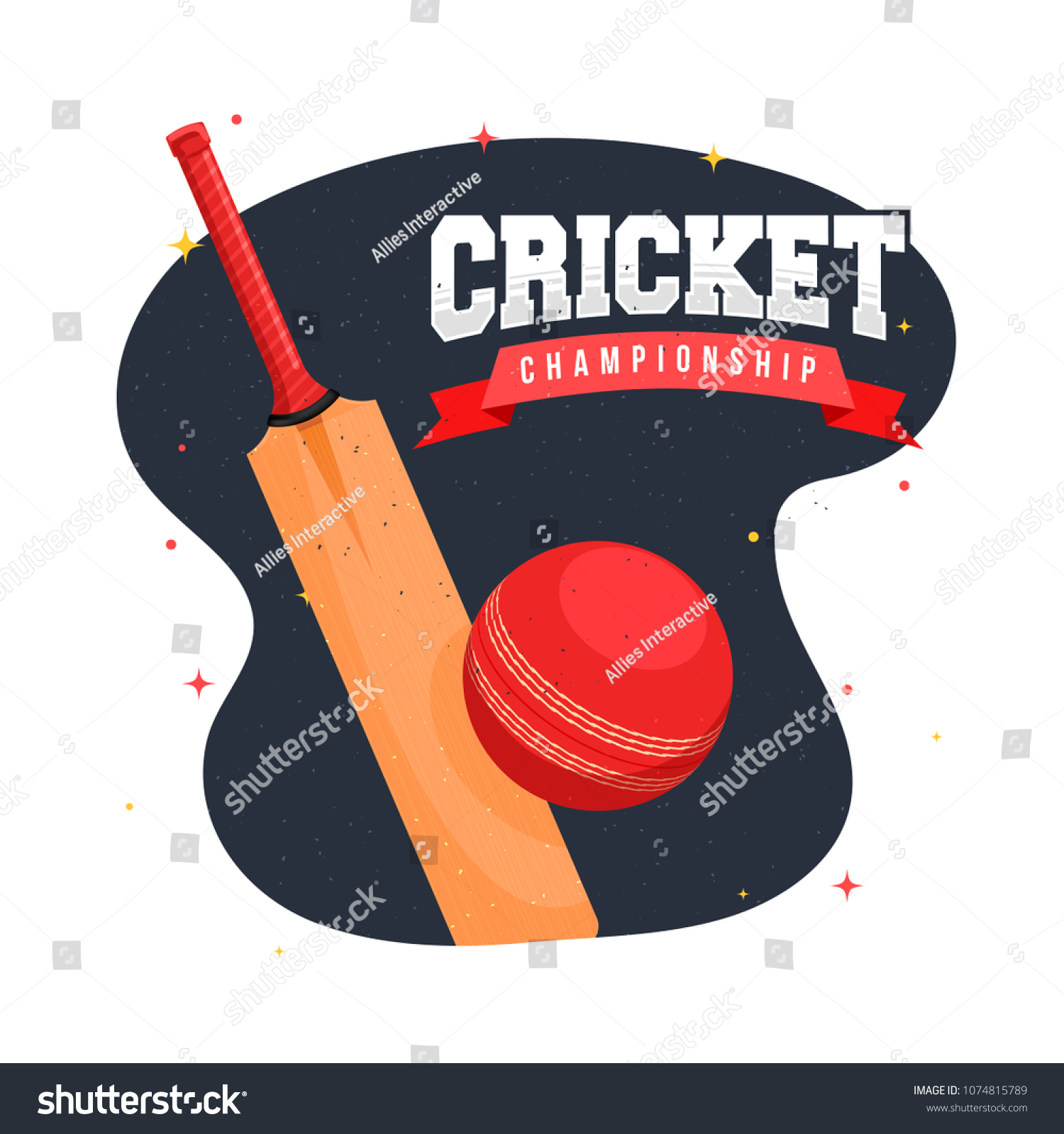 Cricket Championship Text Bat Ball On Stock Vector (Royalty Free ...