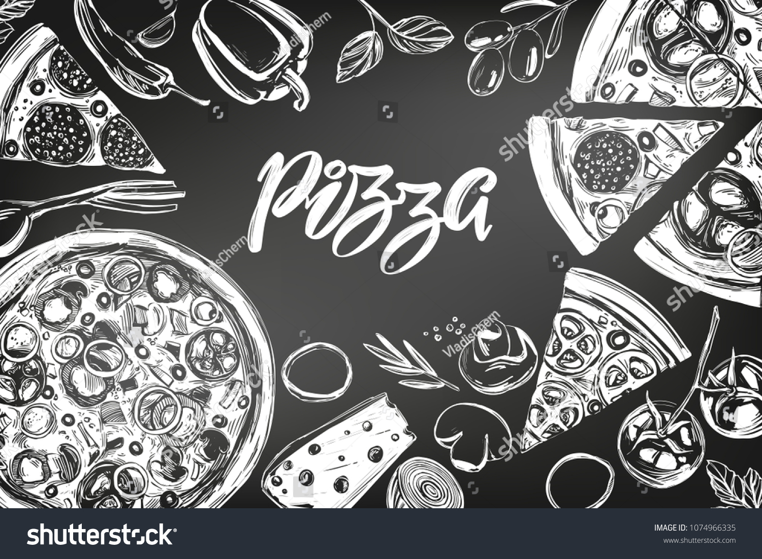 картинки роллы пицца на стены черно белые