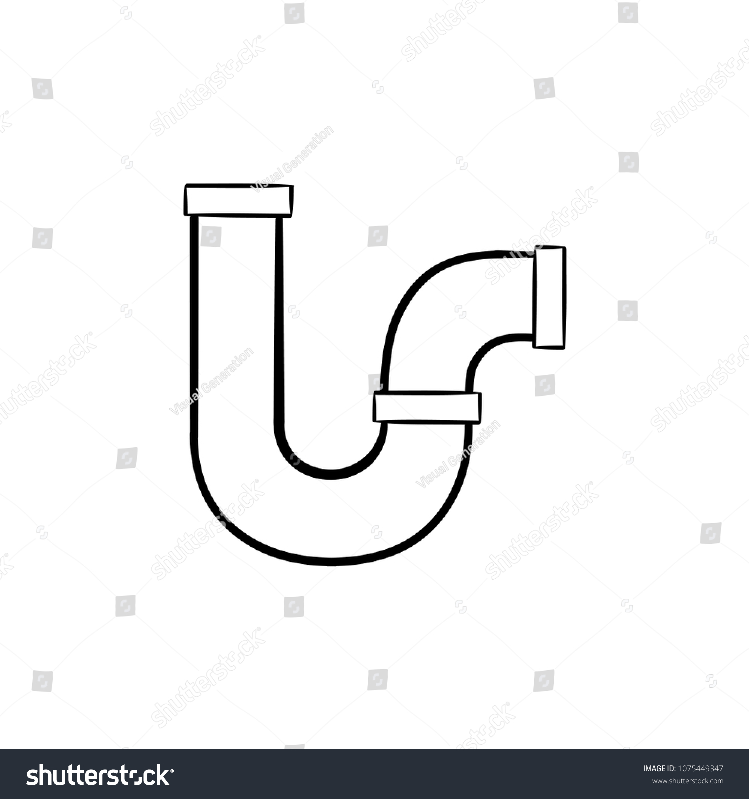 Water Pipe Hand Drawn Outline Doodle Stock Vector (Royalty Free ...