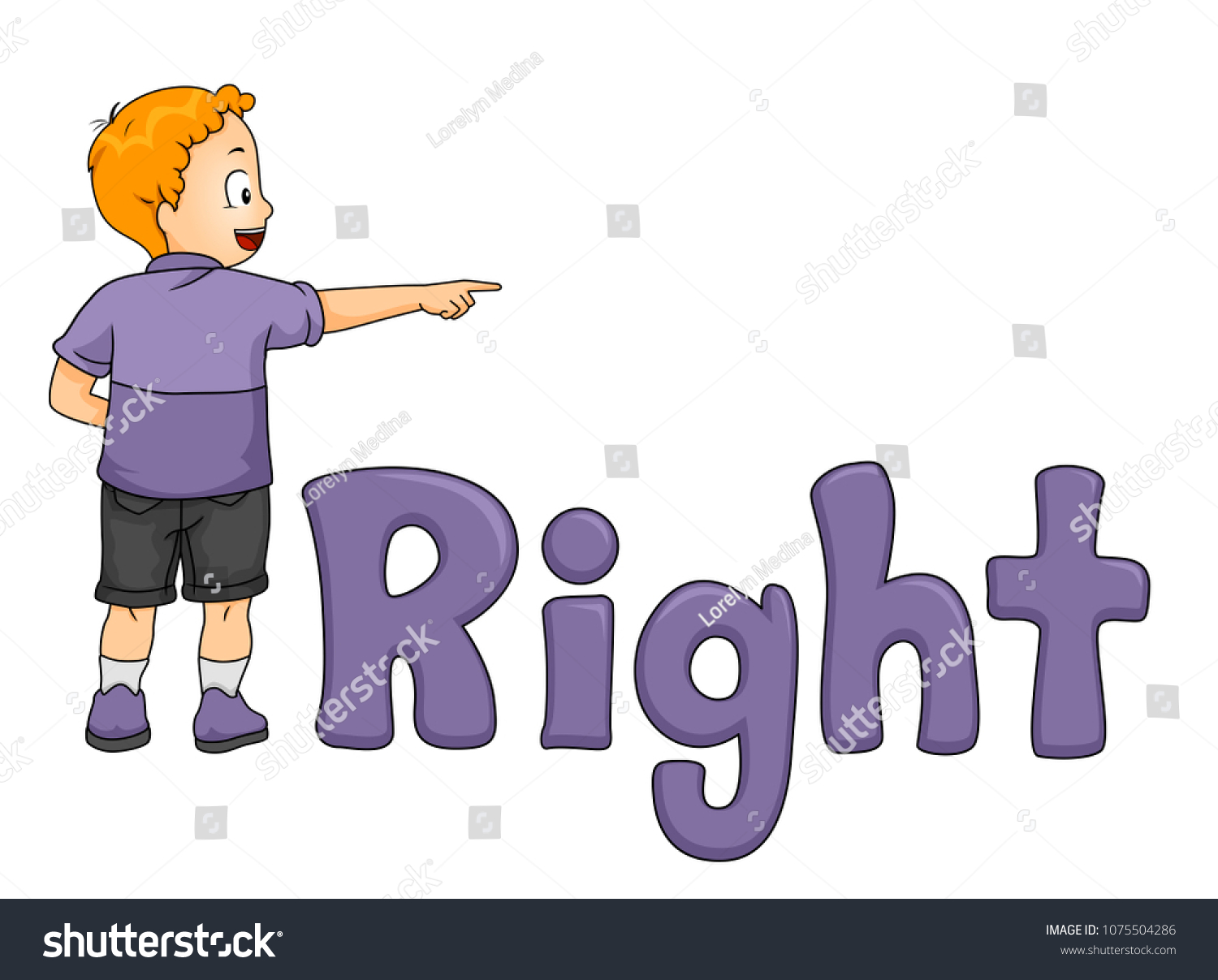 Illustration Kid Boy Pointing His Right Stock Vector (Royalty Free ...