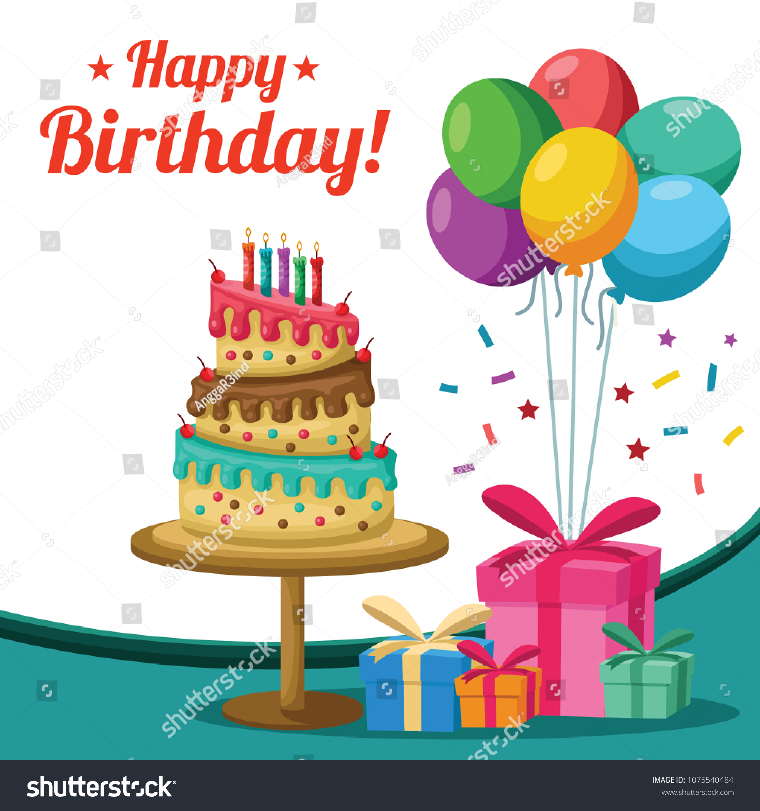 Happy Birthday Cake And Balloons Images Birthday Cake Presents Balloons Background Stock Vector (Royalty Free)  1075540484 | Shutterstock