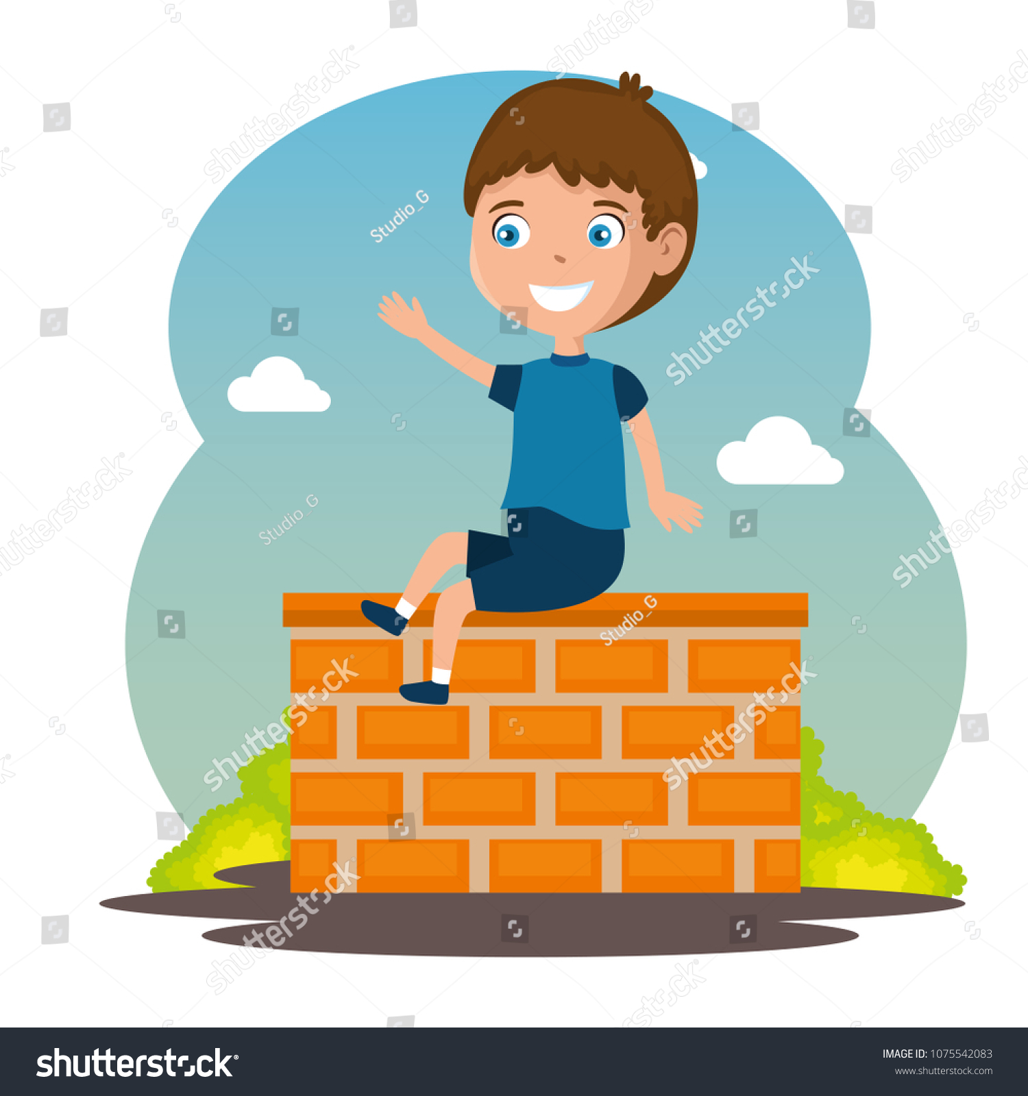 Little Boy Happy Character Stock Vector (Royalty Free) 1075542083 ...