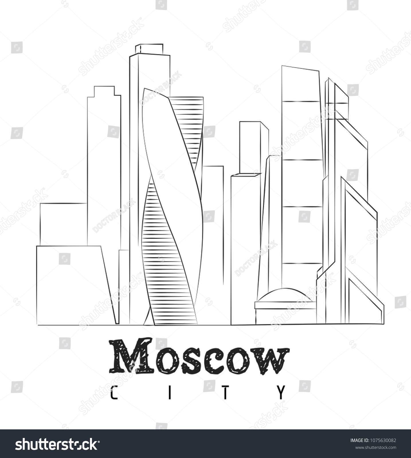 Москва Сити рисунок карандашом