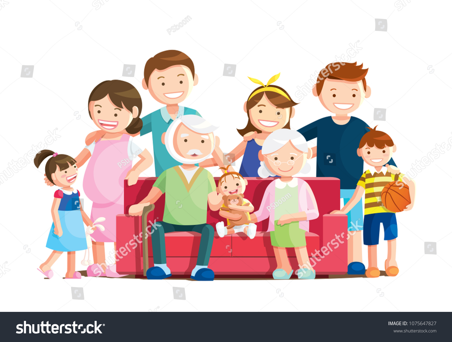 Warm Big Family Portrait Isolated White Stock Vector (Royalty Free ...