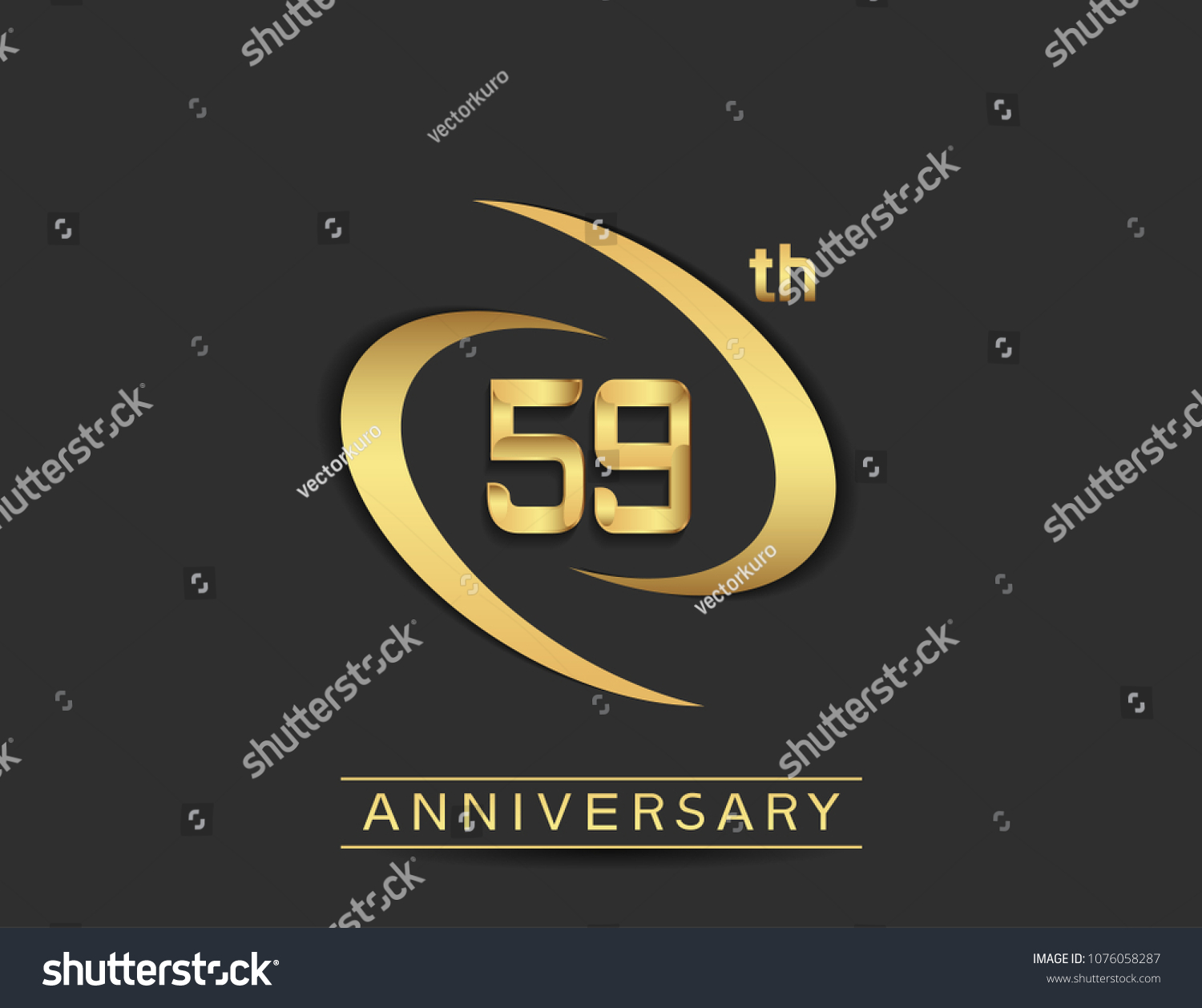 59 Anniversary Design Double Swoosh Golden Stock Vector (Royalty Free ...