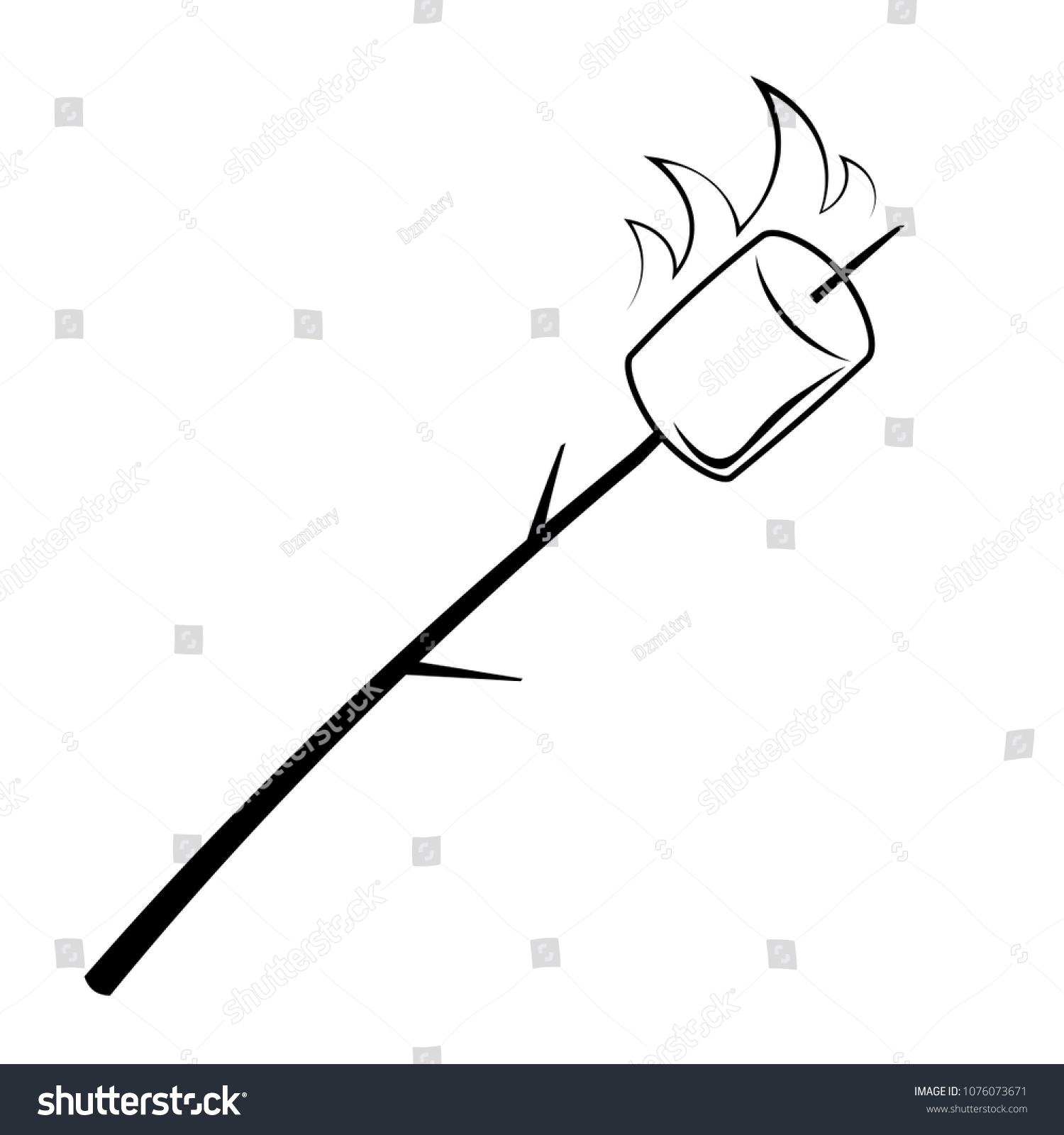 Roasted Marshmallow On Stick Camping Clipart Stock Vector (Royalty Free ...