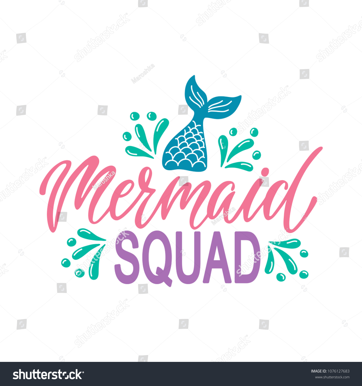 Mermaid Squad Hand Drawn Inspiration Quote Stock Vector (Royalty Free ...