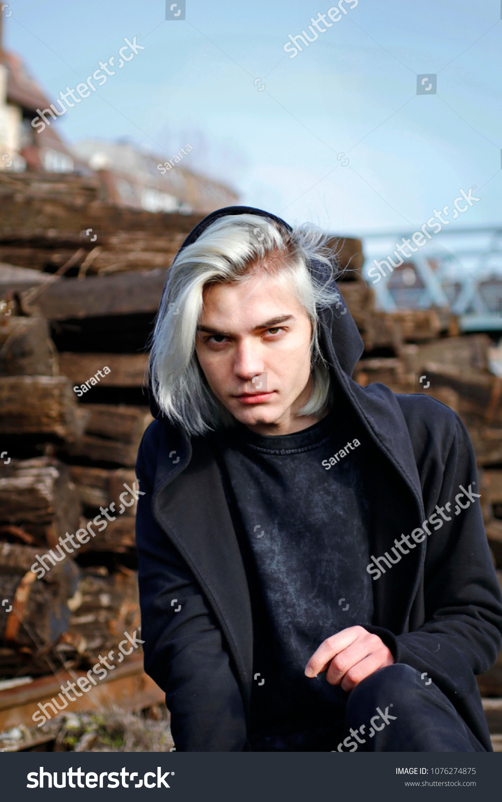 silver hair male model