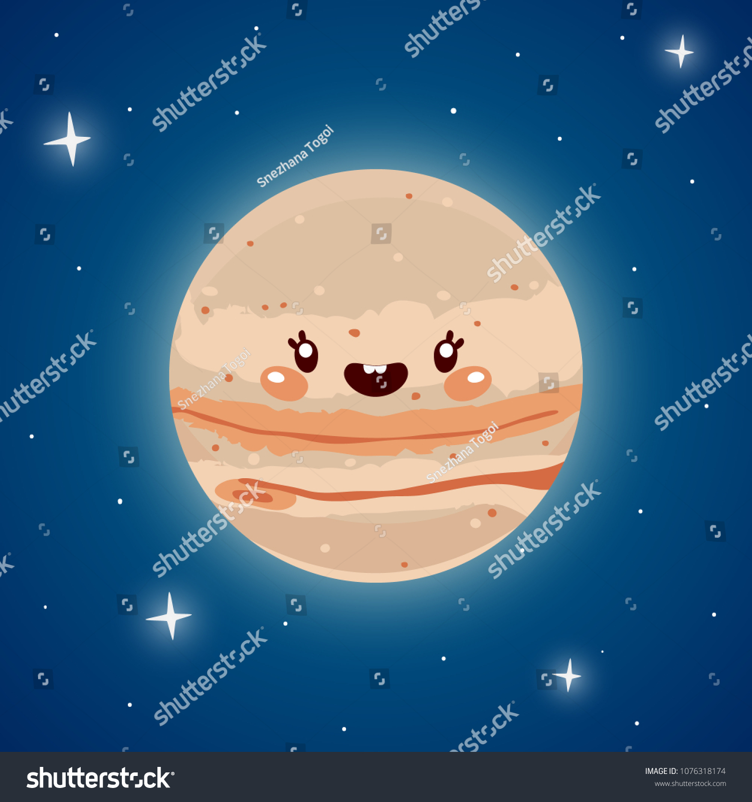 orar Adiós Escudero Cute Jupiter Space Planet Solar System: vector de stock (libre de regalías)  1076318174 | Shutterstock