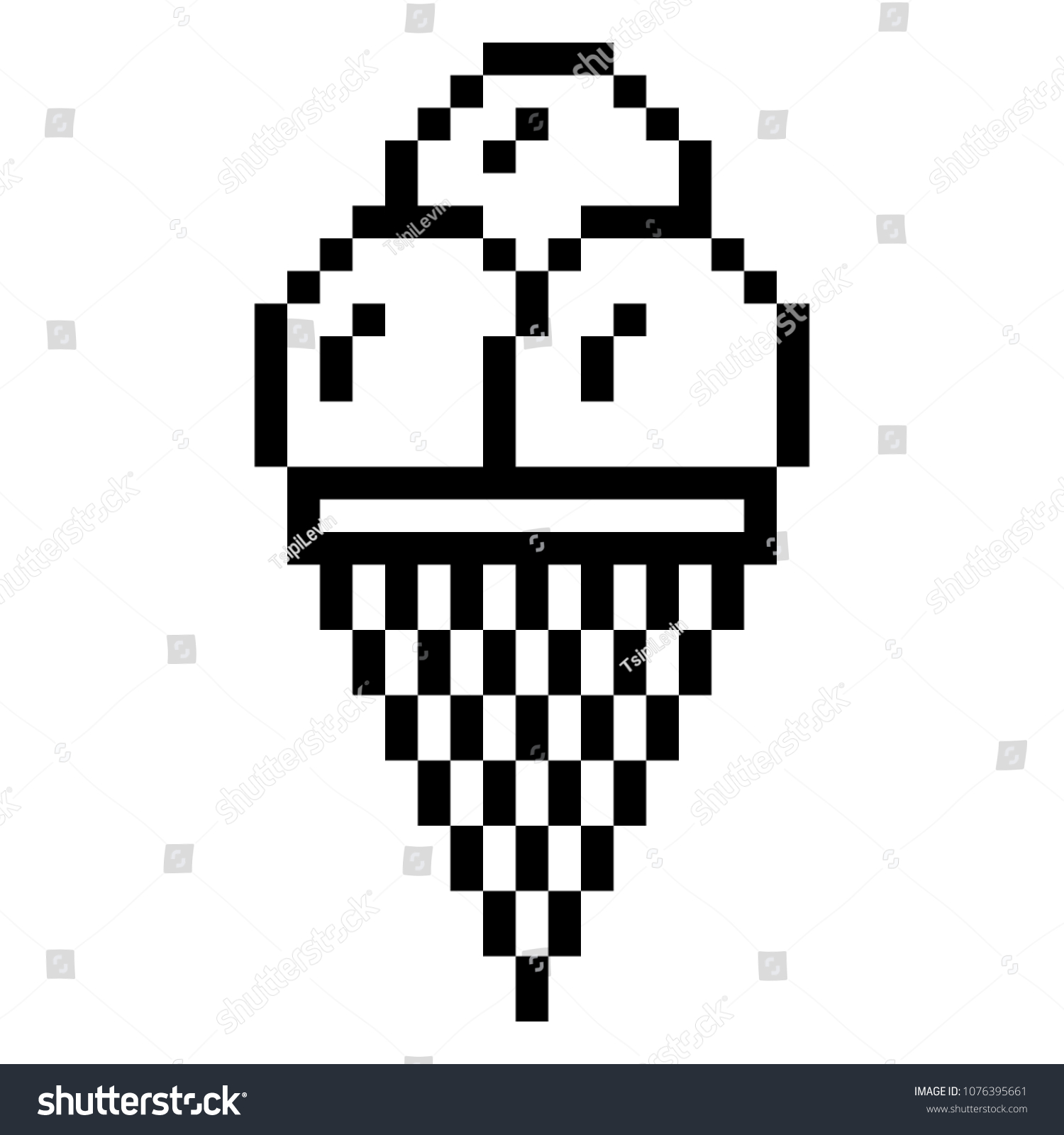 Пиксельное мороженое черно белое