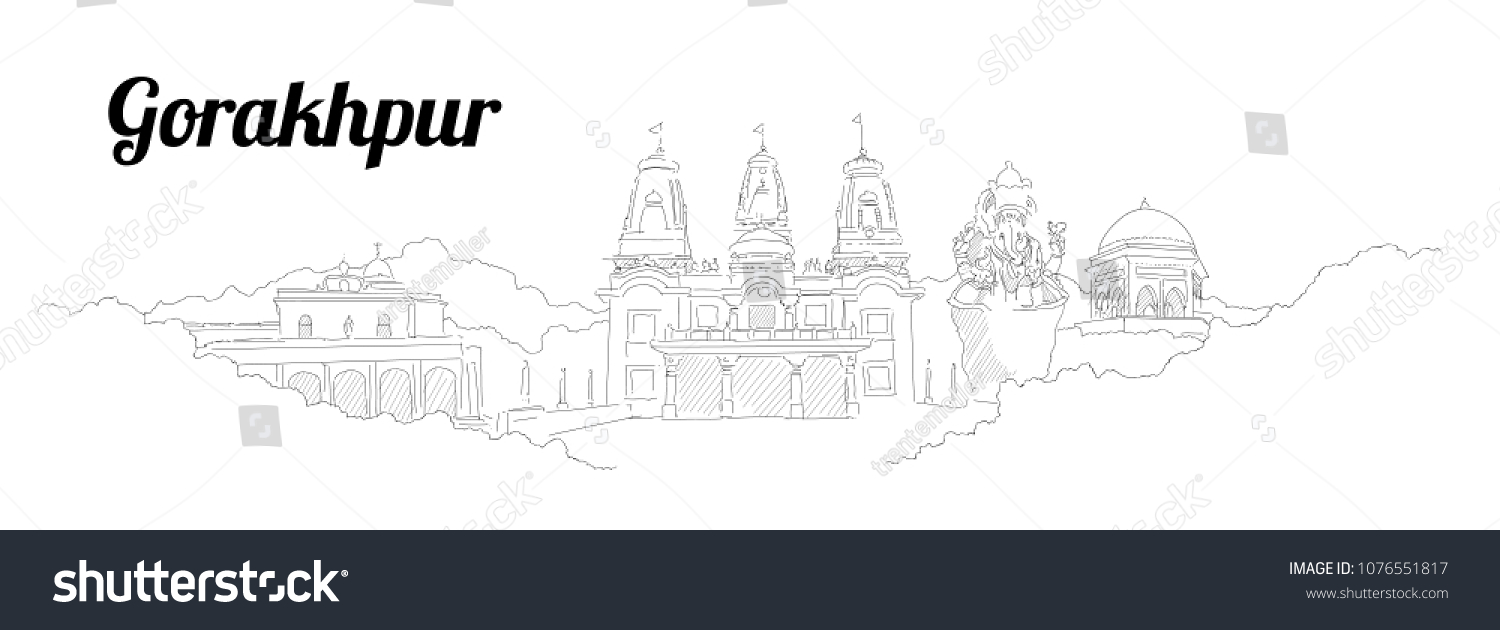 Gorakhpur City City Vector Panoramic Hand Stock Vector (Royalty Free ...