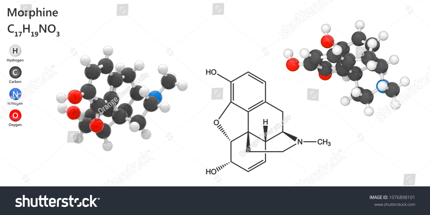 Morphine Molecular Formula C17h19no3 Opioid Agonist Stock Illustration ...