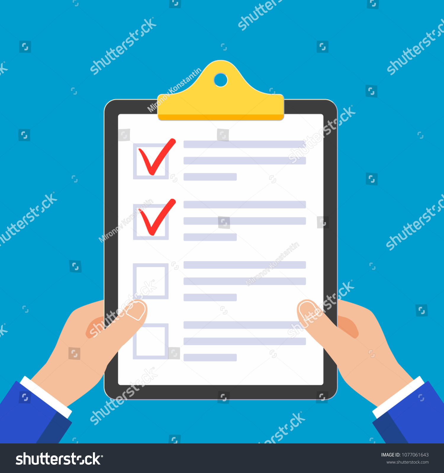 Hands Holding Clipboard Check List Claim Stock Vector (Royalty Free ...