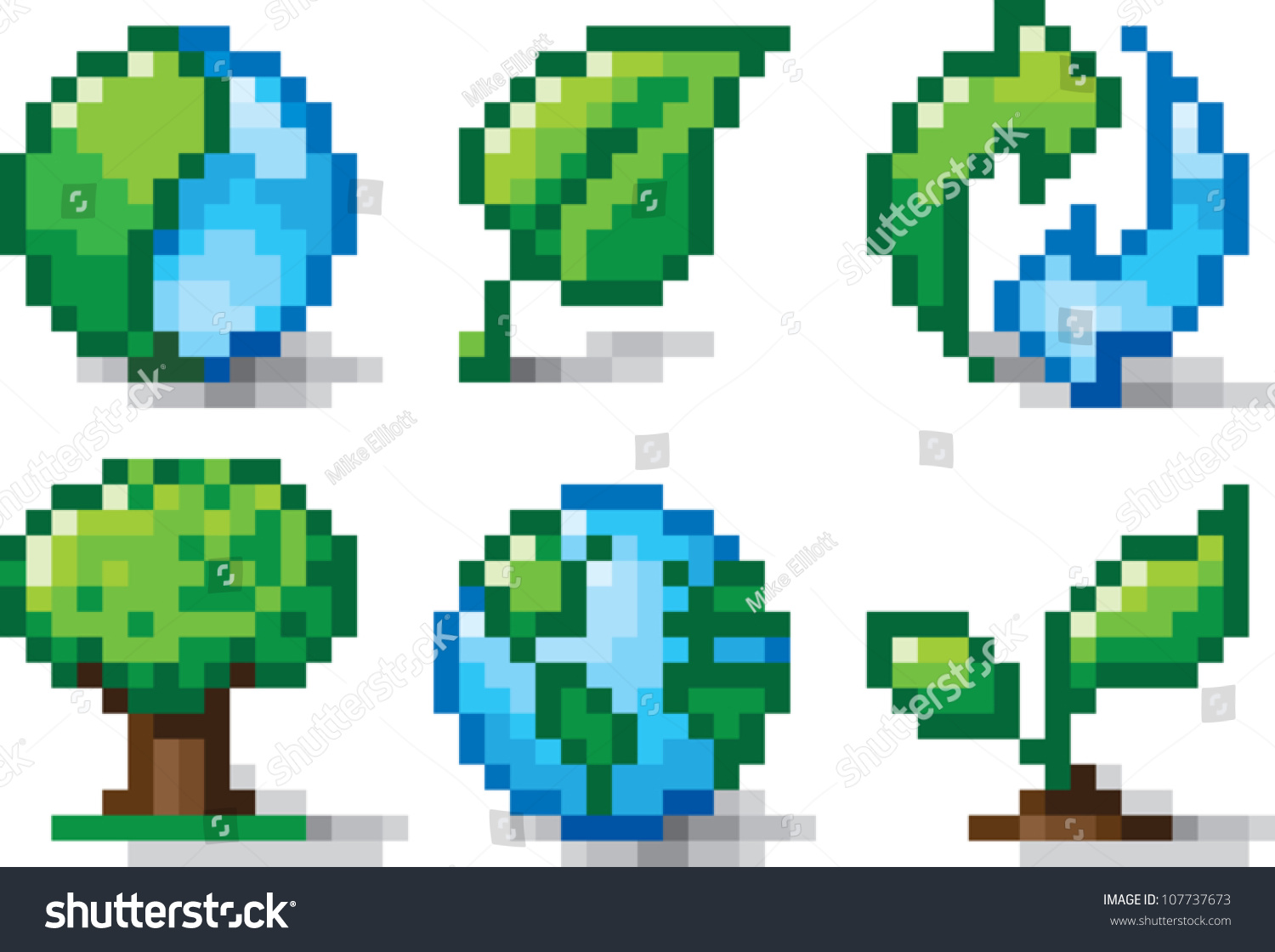 Пиксельные листья