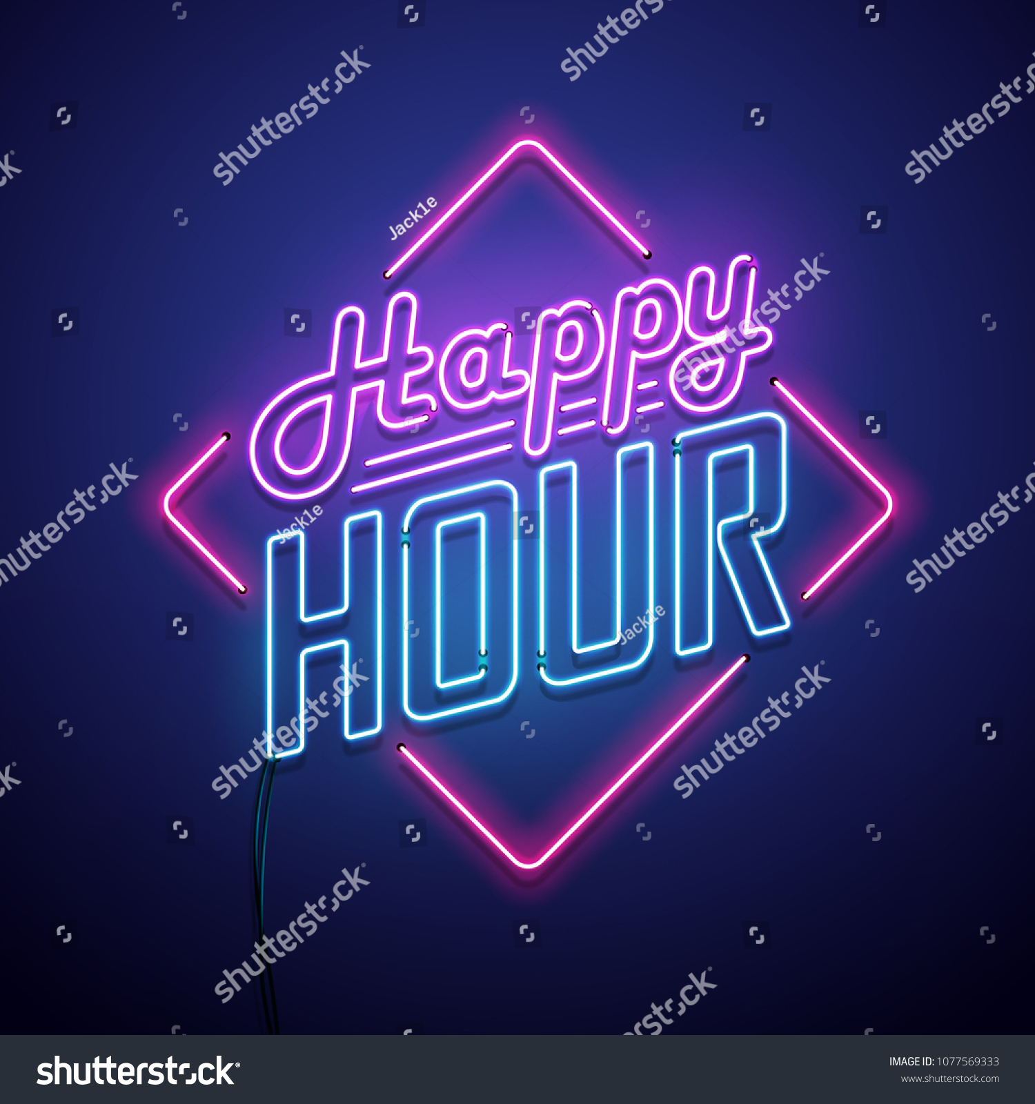 Happy Hour Neon Sign Vector Illustration Stock Vector (Royalty Free ...